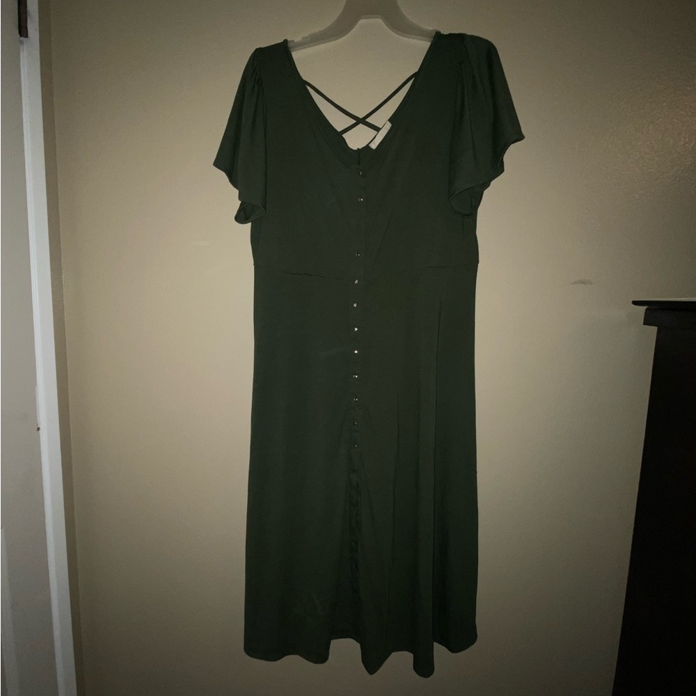 Just Found - Dark Green Buttoned Maxi Dress